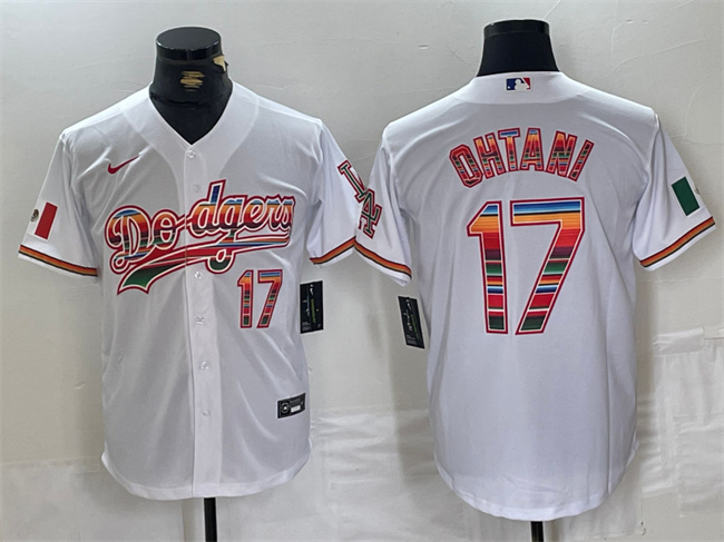 Men's Los Angeles Dodgers #17 Shohei Ohtani White Mexico Cool Base Stitched Baseball Jersey